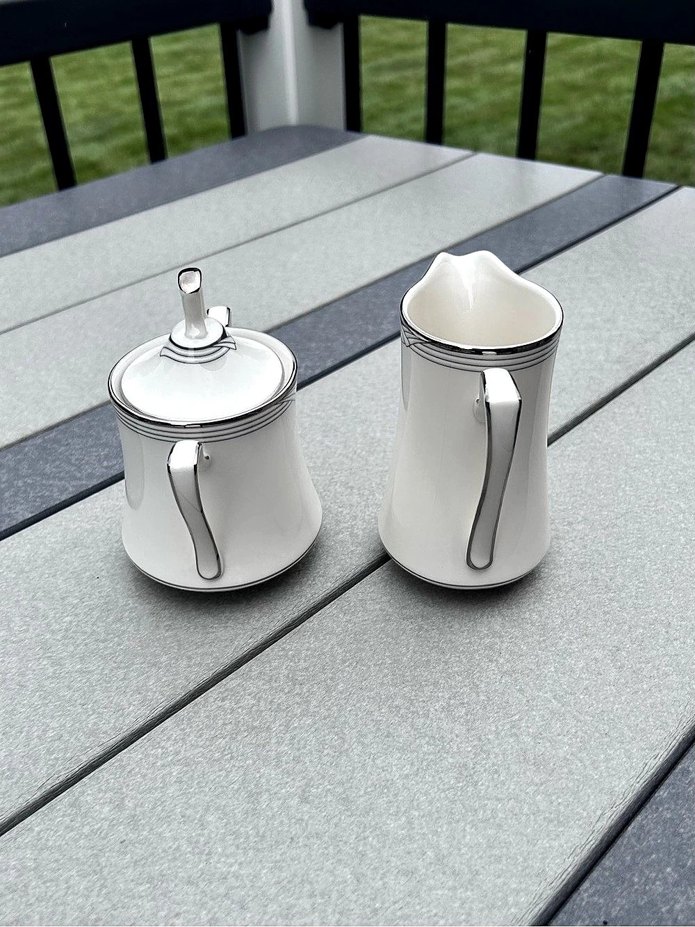 VINTAGE NORITAKE Sterling Cove Creamer & Sugar Set Fine China Retired LIKE New - Picture 5 of 10